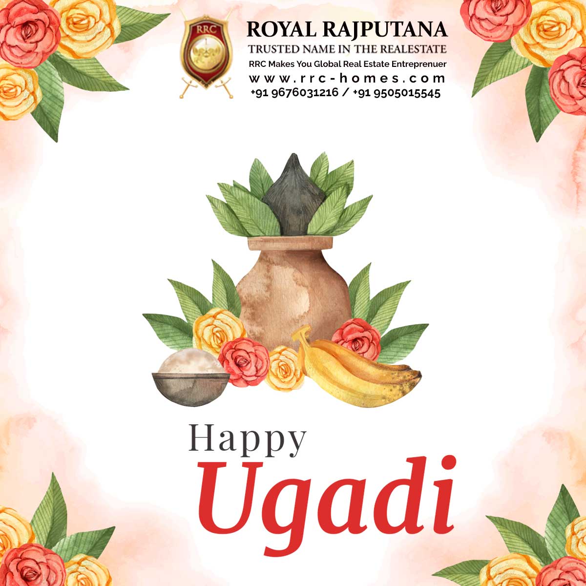 Happy Ugadi..!
May the festival of Ugadi fill your life with success, prosperity, and happiness.

#royalrajputana #royalrajputanahomes #rrc #rrchomes  #properties #aboutrrc #motivational #quote #positive #negative #situation #happy #ugadi #prosperity #happiness #festival