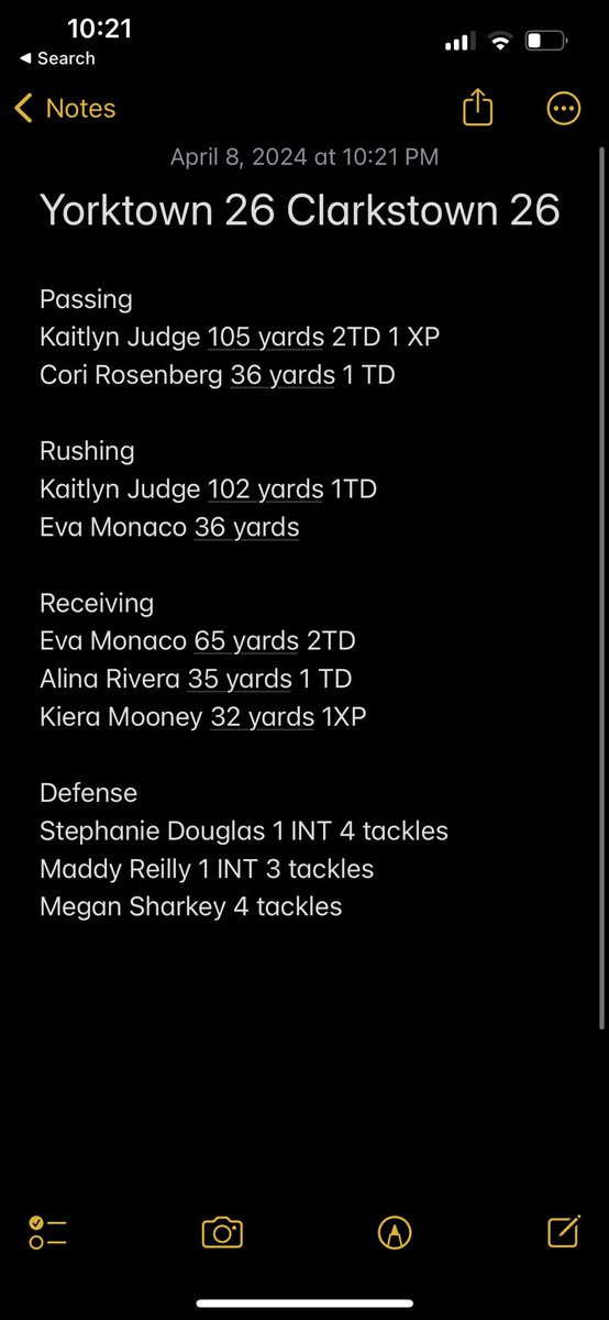 Final stats from our 26-26 tie against Clarkstown 🌽🏈@YHSDeGennaro @YCSD_Athletics @lohudsports @KDJmedia1