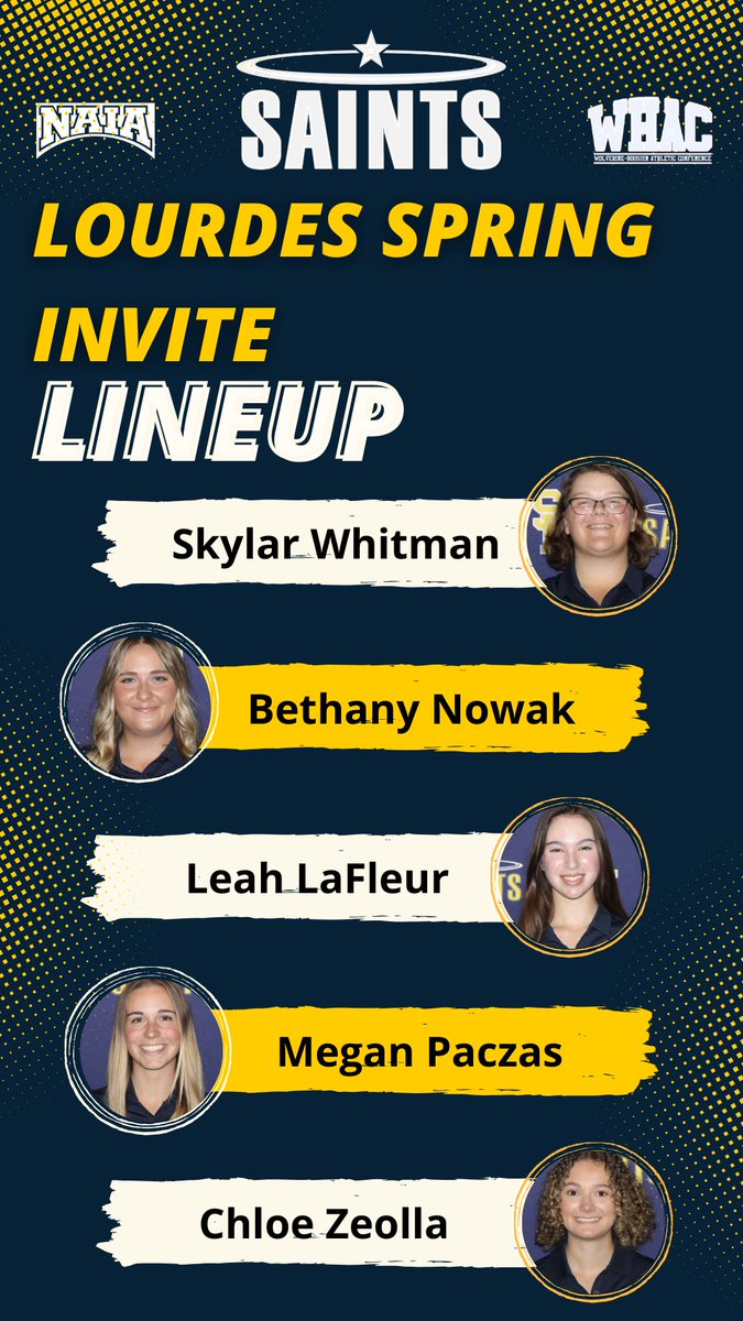 Women's lineup for the Lourdes Spring Invite:

📍The Legacy Golf Course (Ottawa Lake, Mich.)

⏰ 9:30 shotgun start

#FearTheHalo
