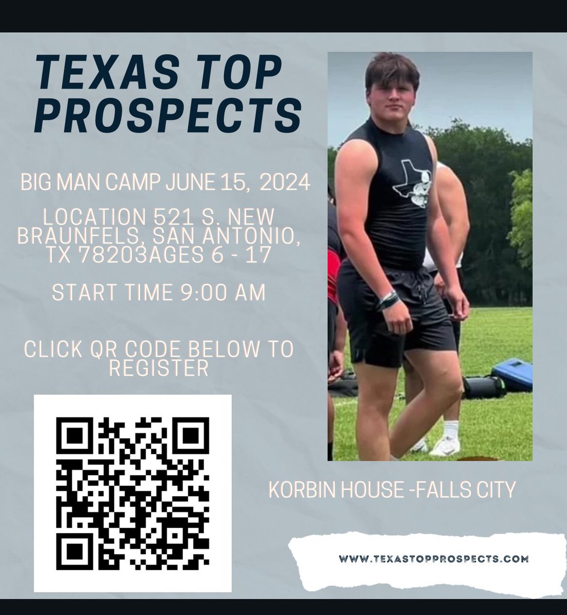 June 15,2024 Here is our Big Man Camp taking place at St Gerard. Ages 6-17 This will be our 6th Big Man Camp we will be hosting. @SouthsideSATX @PremierEventsU2 @RevengOfThe4th @TXTopTalent @TXHS_Football Link to register: forms.gle/mE9ynC6kWPj7hY…