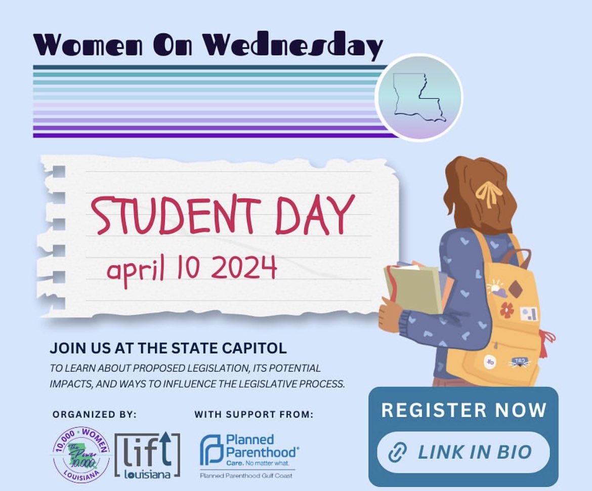 Women on Wednesdays is creating a network of citizens that are ready, willing and able to advocate for reproductive justice.Get tickets now! WOW2024_StudentDay.eventbrite.com/?utm-campaign=…