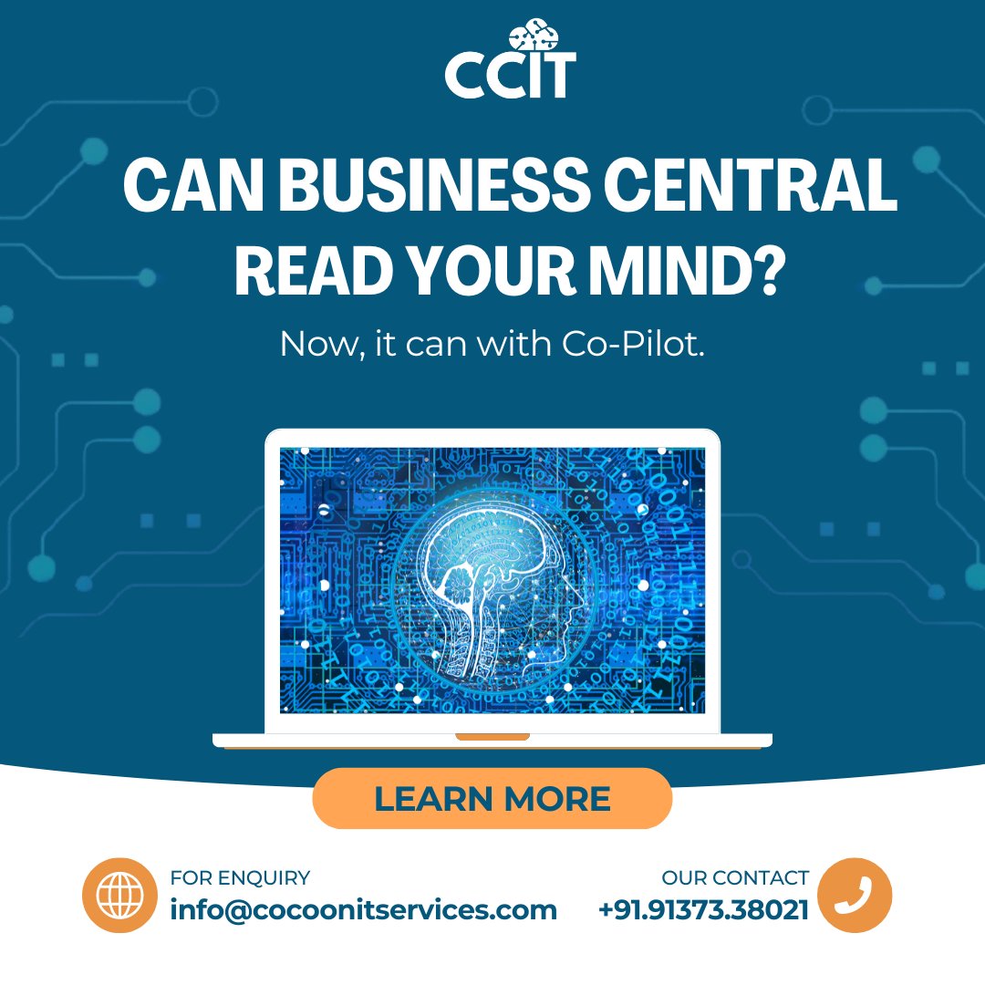 🤖 #MicrosoftCopilot is now available for #DynamicsBusinessCentral, your AI wingman for tasks like data entry, report generation & content creation. Partner with CCIT, Microsoft cloud experts, to unlock Copilot's full potential. info@cocoonitservices.com #BusinessCentral #AI