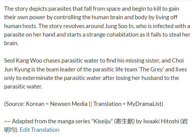 30. Parasyte: The Grey #ParasyteTheGrey ✧ Platform: Netflix ✧ Aired: April 5, 2024 ✧ Episodes: 6 ✧ Cast: #JeonSoNee #KooKyoHwan #LeeJungHyun ✧ Genres: Action, Mystery, Horror, Sci-Fi ❥ ✎ Rate: 8/10 𖧷