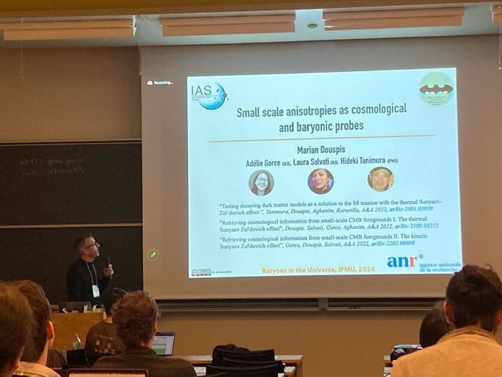 ByoPic_ERC's tweet photo. Baryon Picture of the Cosmos (ByoPiC) at the "Baryons in the universe" conference in IPMU: Marian Douspis presenting cosmological analysis from baryonic probes https://t.co/Wp3y7pd7Gh