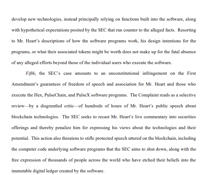 RichardHeartWin's tweet image. #Ethereum. 11 of my lawyers are fighting for your rights. They just filed this motion to dismiss with the SEC.  The fact pattern here seems superior to the fact patterns of other cases you see in the courts, and as such it's a wonderful place to make a stand! Check out the strong…