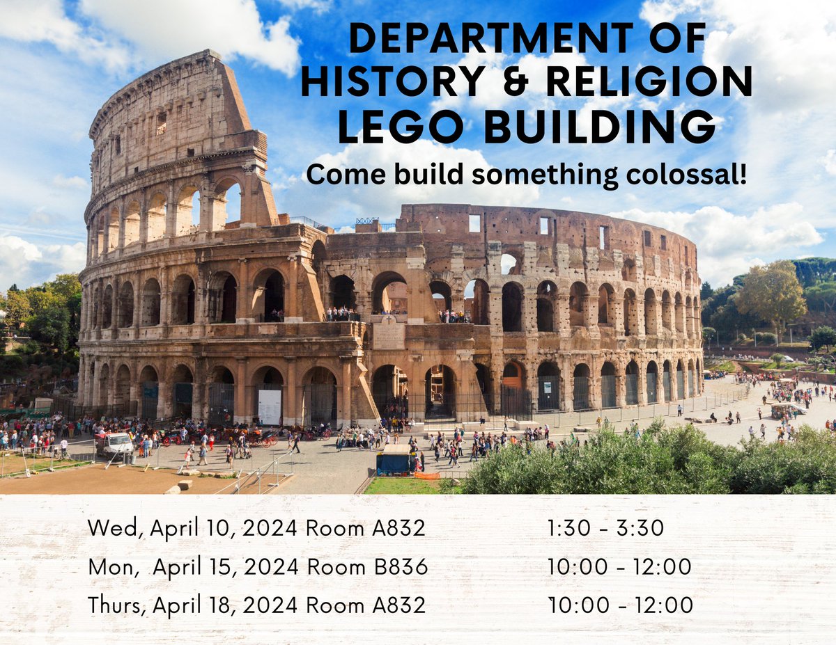 Rome wasn't built in a day. That's why we've scheduled three days to work on the Lego Colosseum! Come join us.