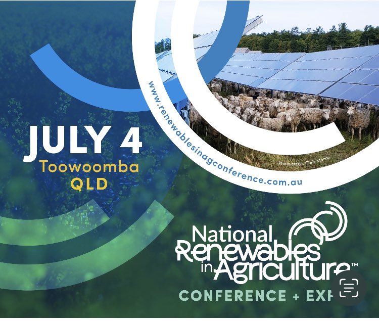 Join us at the forefront of sustainable farming practices at the National Renewables in Agriculture Conference 2024 July 4th in Toowoomba! 🚜 Hear from a NZ farmer who has fully electrified his farm! 🌾 @DAFQld Early bird tickets available now renewablesinagconference.com.au