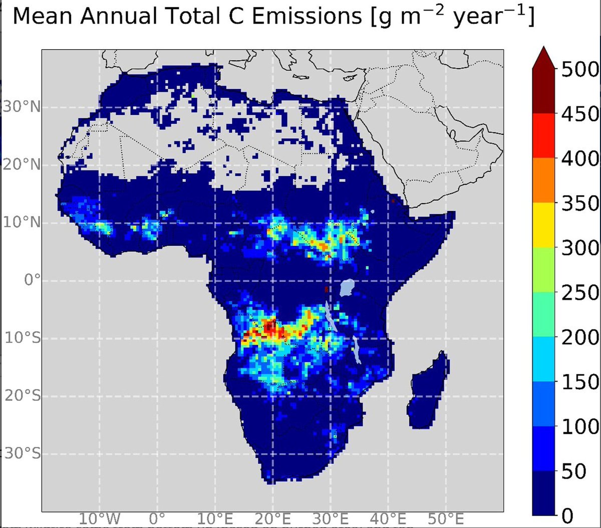1/3 The African GHG Budget published, led by @yolandi_ernst agupubs.onlinelibrary.wiley.com/doi/10.1029/20… The African continent is now estimated to be a net carbon source to the atmosphere from both its land systems (e.g., savannas, forests) and human activities (e.g., use of combustion fuels).