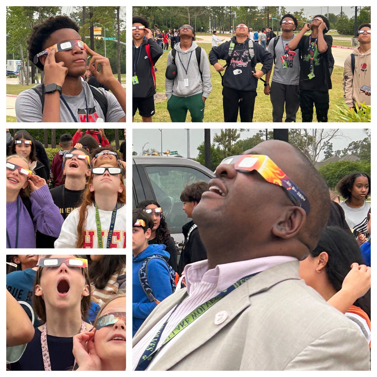 @HumbleISD_WLMS students loved getting to have a peek at the #Eclipse2024 eclipse today! 🌞🌚🌎