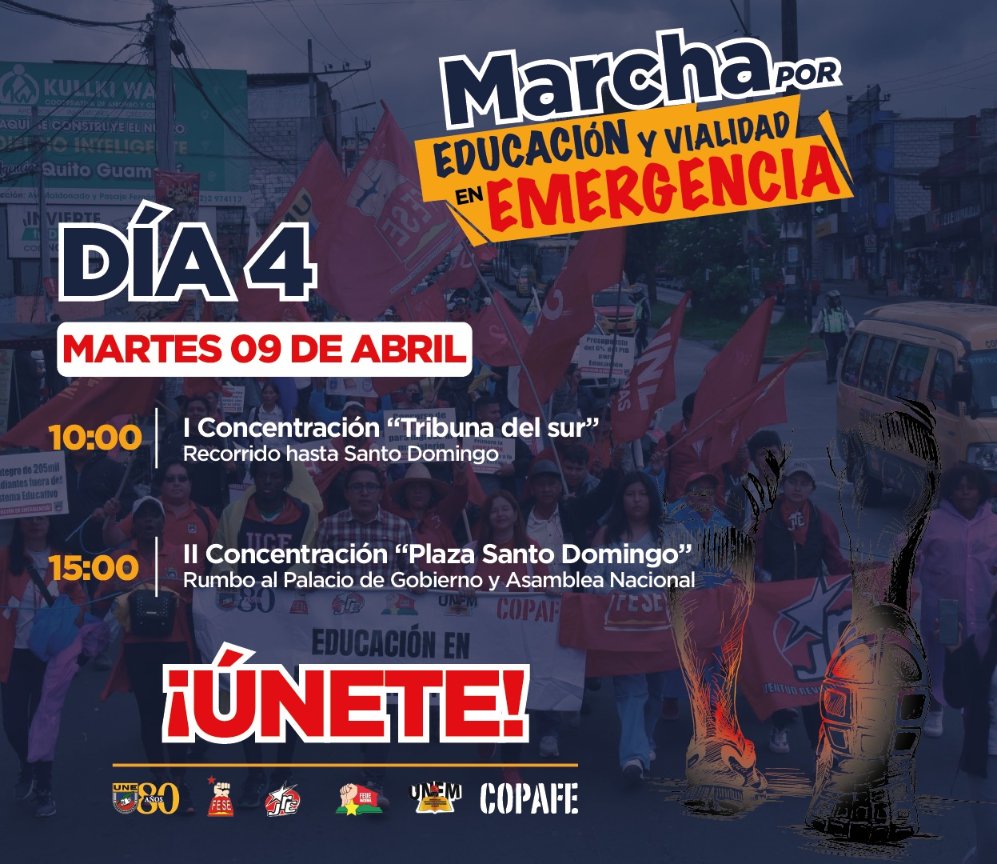 🔴 Cronograma del último día de la marcha, llegará al centro de #Quito la #MarchaNacional que lucha por #EducacionEnEmergencia