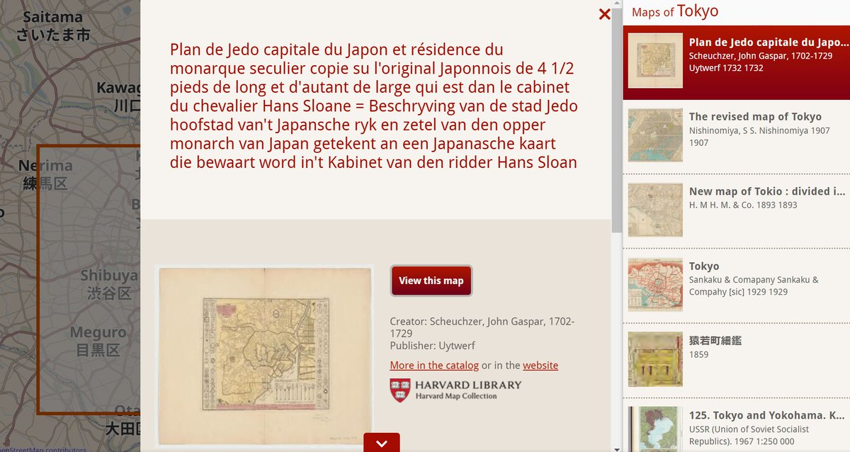 Poeta_Laureatus's tweet photo. 歴史好きにオススメ「Old Maps Online」。世界中の古地図が現代の地図上で探せる便利なサイト。年代の指定も可能。詳細を確認すると各所蔵機関に飛べるようになっている。眺めているだけでも飽きないね。

出典：https://t.co/AriFDewL1Y https://t.co/Jy6feOsBrS
