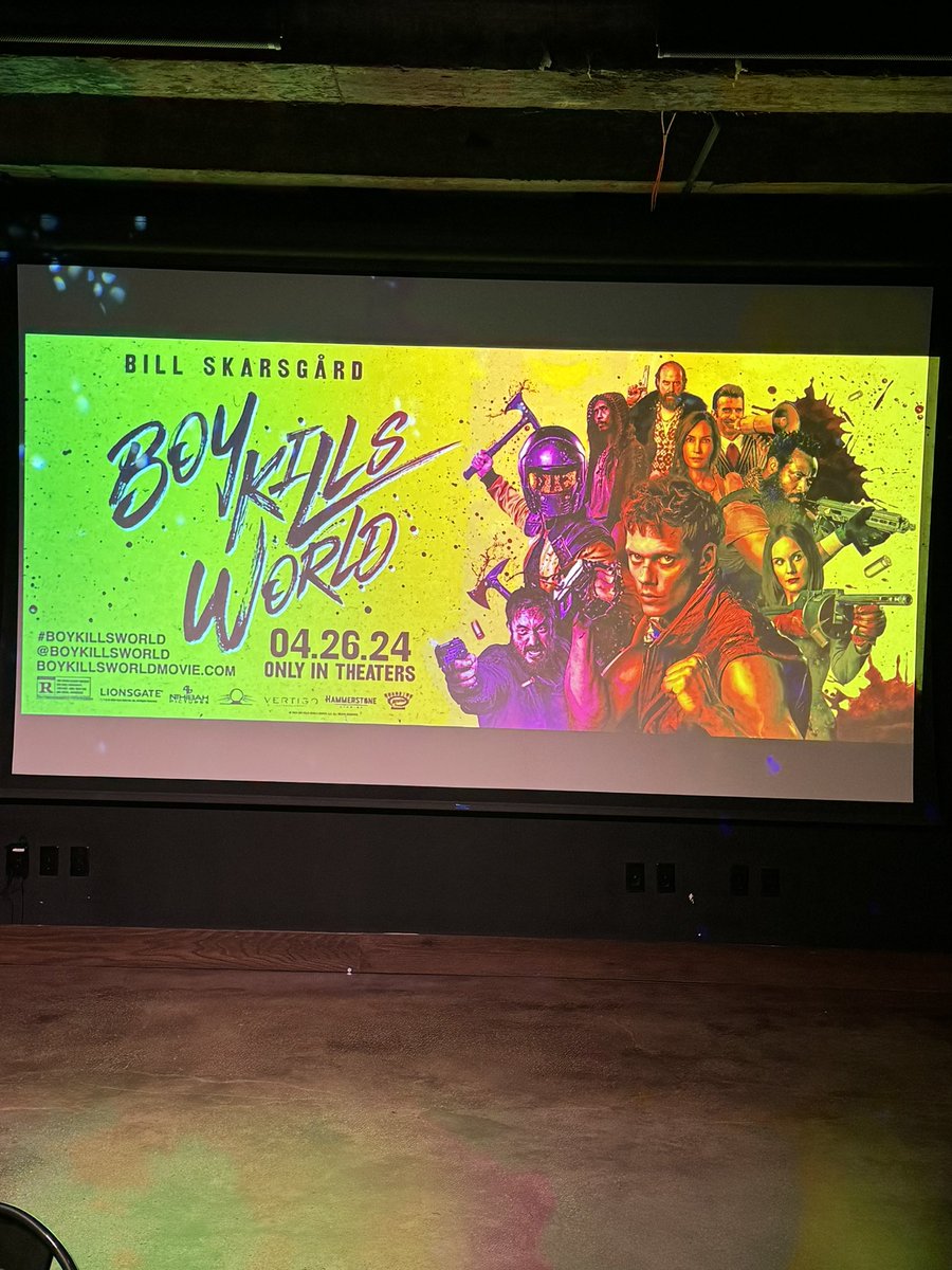 I want to thank @roadsidetweets for inviting me to a killer night at the official NYC screening for @bkwmovie Experience the dystopian fever dream action film only in theaters April 26, 2024 #BoyKillsWorld