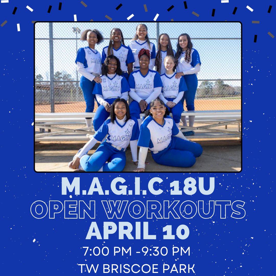 #OpenWorkout #Softball #Tryouts 
#Manifesting #Achievements #Goals #Inspire #Champions #MAGIC #MAGICsoftball #DiscoverYourMAGIC #ChampionsInTheMaking #ChampionMindset @bamm2ms @JeramyahAdams @MakiaBrown_2025 @Marissakemp2024 @Selena_c29 @ZSoftball18 @KaiHudson24 @JamiyahGary8