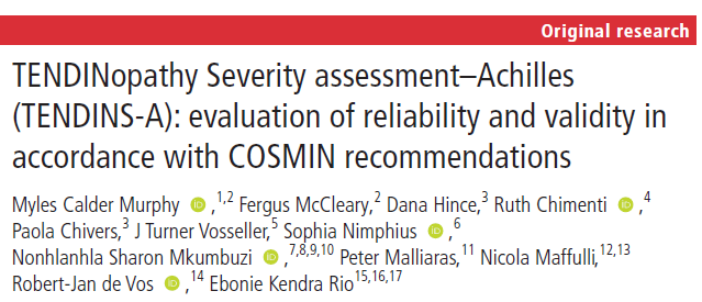 VERY excited to launch the #TENDINS website. 

Follow the link below to access the PDF of the English #TENDINS. 10 translations are coming, to be added as available. 

The website also contains a link to the TENDINS-A publications in <a href="/JOSPT/">JOSPT Community</a> and <a href="/BJSM_BMJ/">British Journal of Sports Medicine (BJSM)</a> 

tendinopathyseverityassessment.com