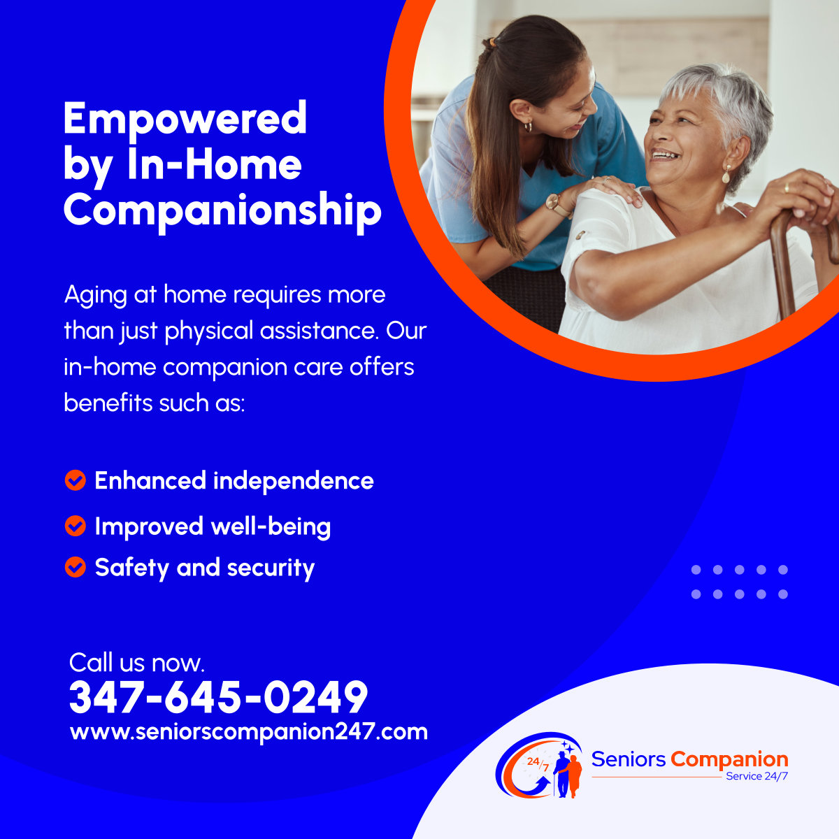 Discover the joy of companionship with our in-home companion care service. Give your seniors the gift of living a fulfilling home life with a friendly presence by their side.

#AltamonteSpringsFL #InHomeCompanionService #HomeCareServices