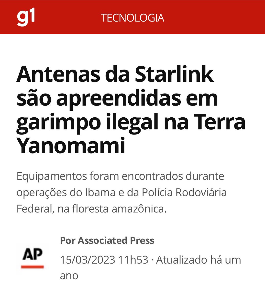 Lembrando a todos qual é a única utilidade que o Starlink ganhou no Brasil nos últimos anos