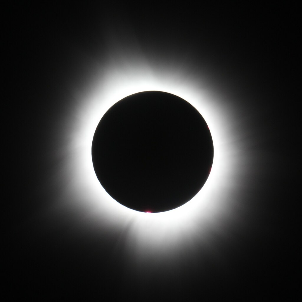 The solar eclipse during totality, seen from Indianapolis, Indiana, USA