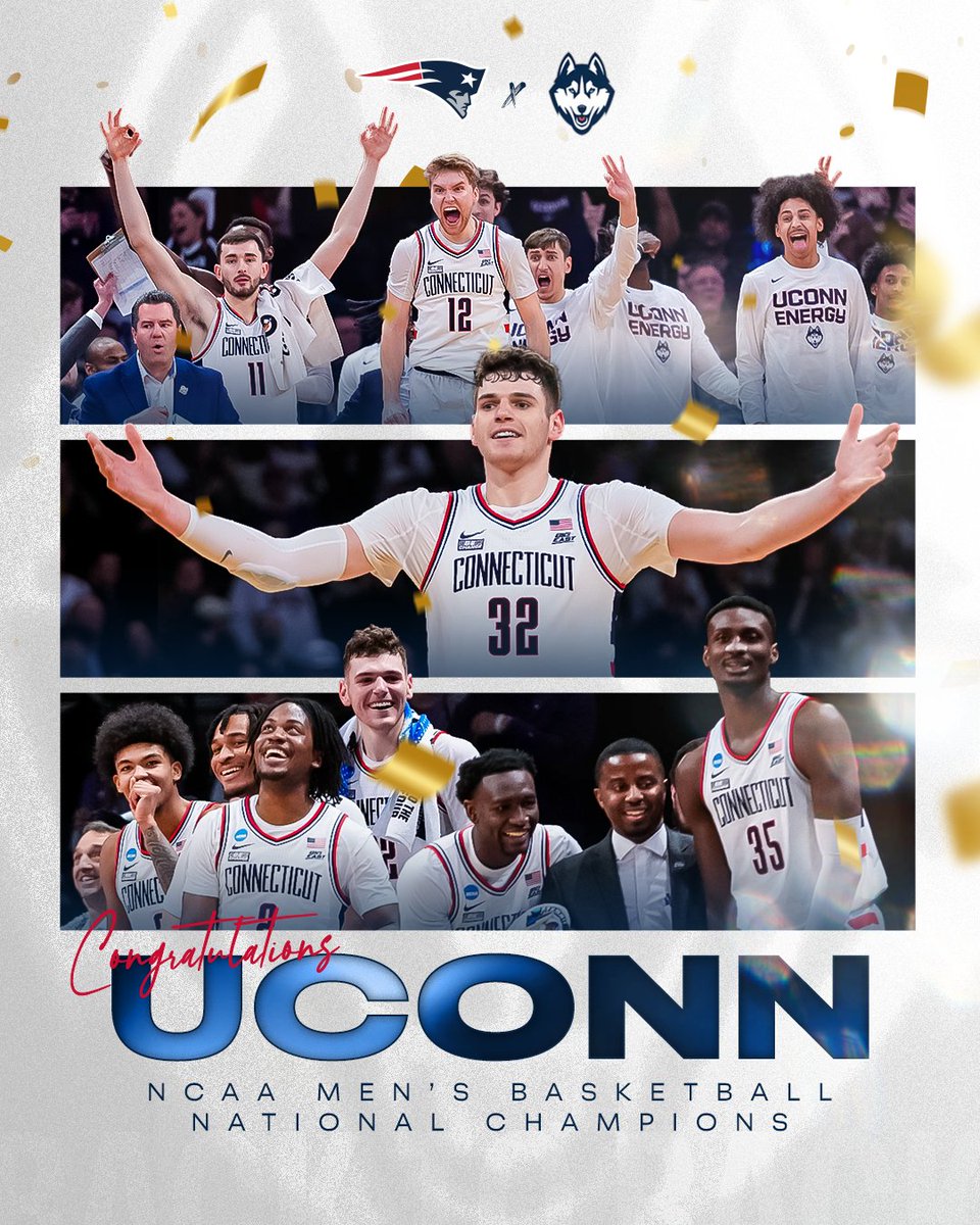 Patriots's tweet photo. REPEAT CHAMPIONS ‼️

Congratulations, @UConnMBB! https://t.co/XIpkftMYux