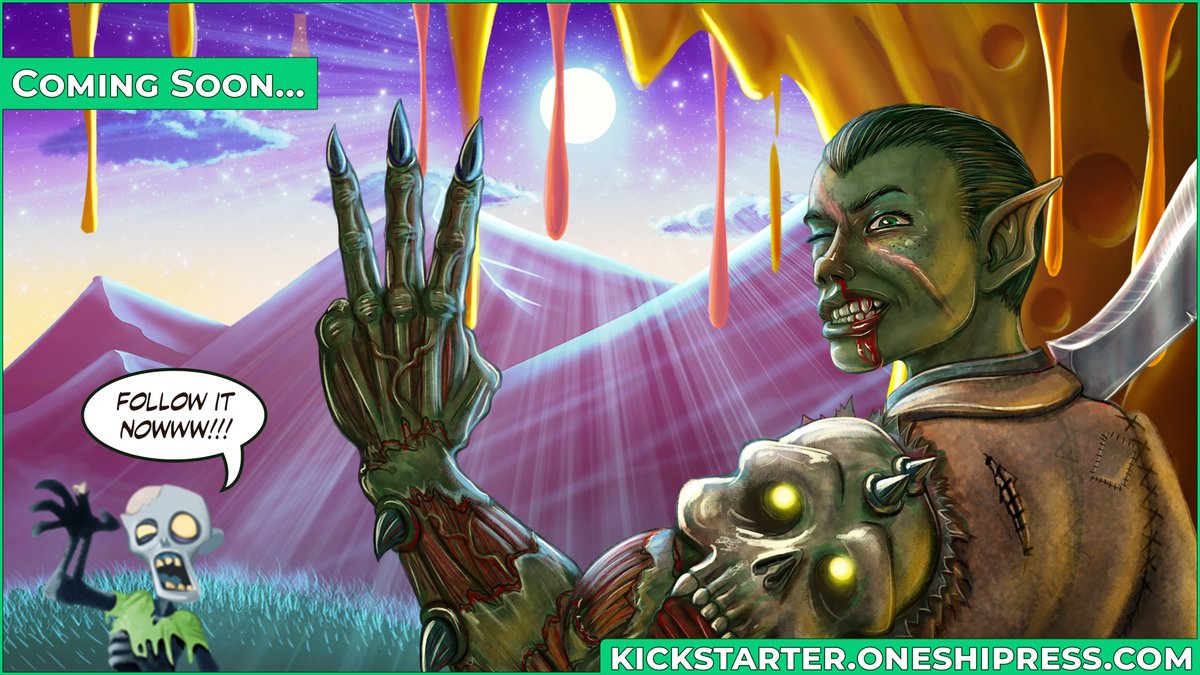 When Mr. Guy gets bitten by a zombie, a curse comes with his infection. Now, if he wants to save himself from the sassy spectral sidekick that lives in his arm, he needs to save the whole heckin’ world from zombie-ism. Bummer. 💀 Follow now: kickstarter.oneshipress.com
