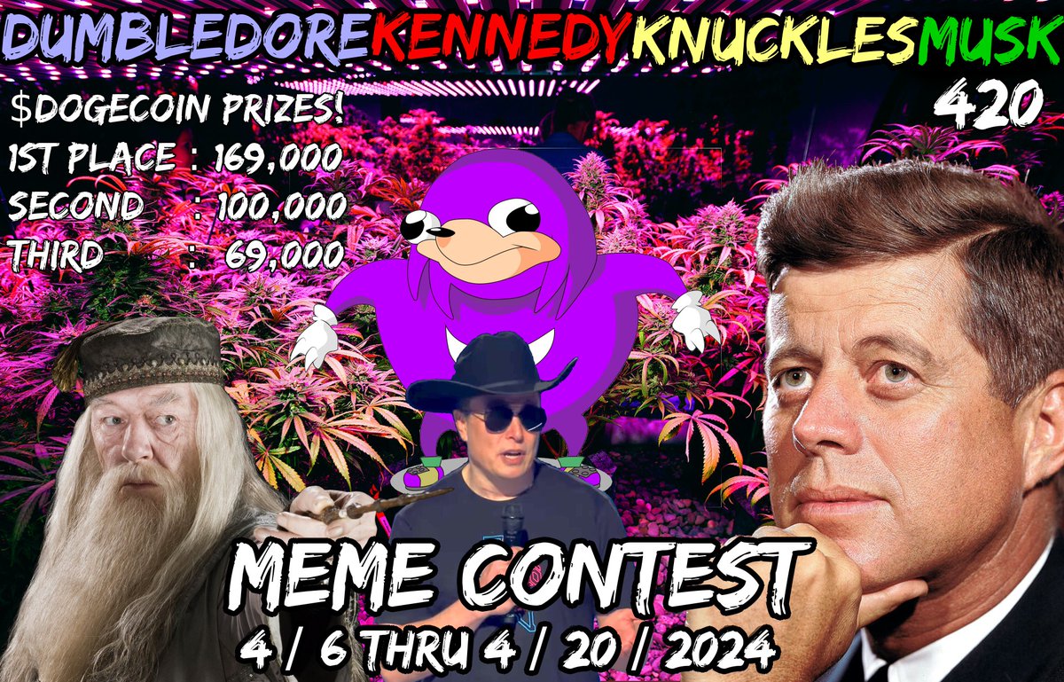 $DOGECOIN is holding a #MemeContest Come show us what you can do! Rules: -Use hashtag DKK420M & follow @DKK420M -Verify post in our telegram t.me/dkk420m Prizes: 1st: 169,000 $DOGECOIN 2nd: 100,000 $DOGECOIN 3rd: 69,000 $DOGECOIN