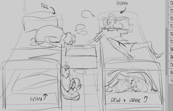 sleeping arrangement in the successful escape au (the five of them grow up together at a rebel base somewhere) #alienstage 