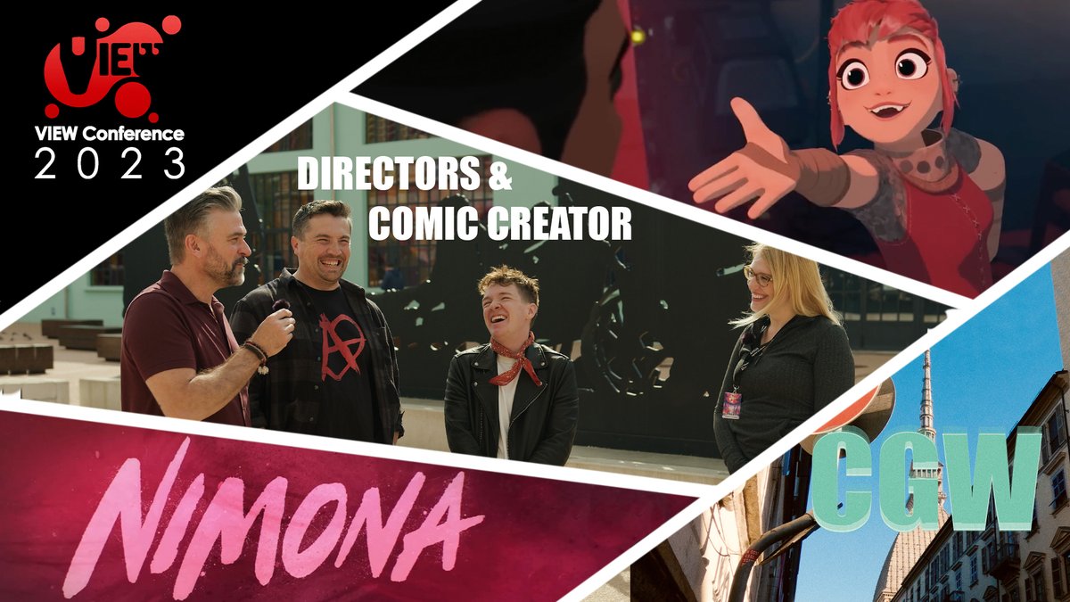 NEW VIDEO: #Nimona graphic novel creator ND Stevenson and film directors Nick Bruno & Troy Quane discuss their creative collaboration and share #careeradvice at @ViewConference 2023: youtu.be/8olLa70Ln5s?t=1 #Video by @DanialJShoggoth #animation #art @Gingerhazing @QuaneTroy