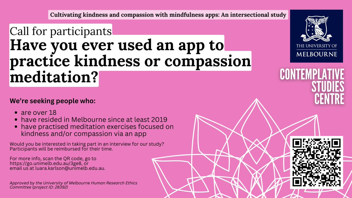 Melbournians, Buddhish and more: check out this cool call for participants from the @ContemplateUoM