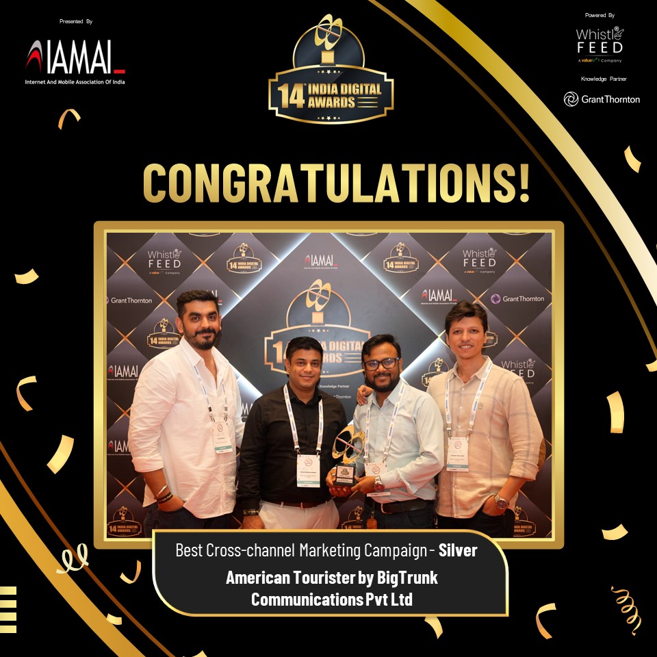 We are delighted to announce American Tourister by BigTrunk Communications as the Silver winner under the subcategory of Best Cross-channel Marketing Campaign for the 14th edition of India Digital Awards, instituted under the India Digital Summit. visit ida.iamaiawards.in