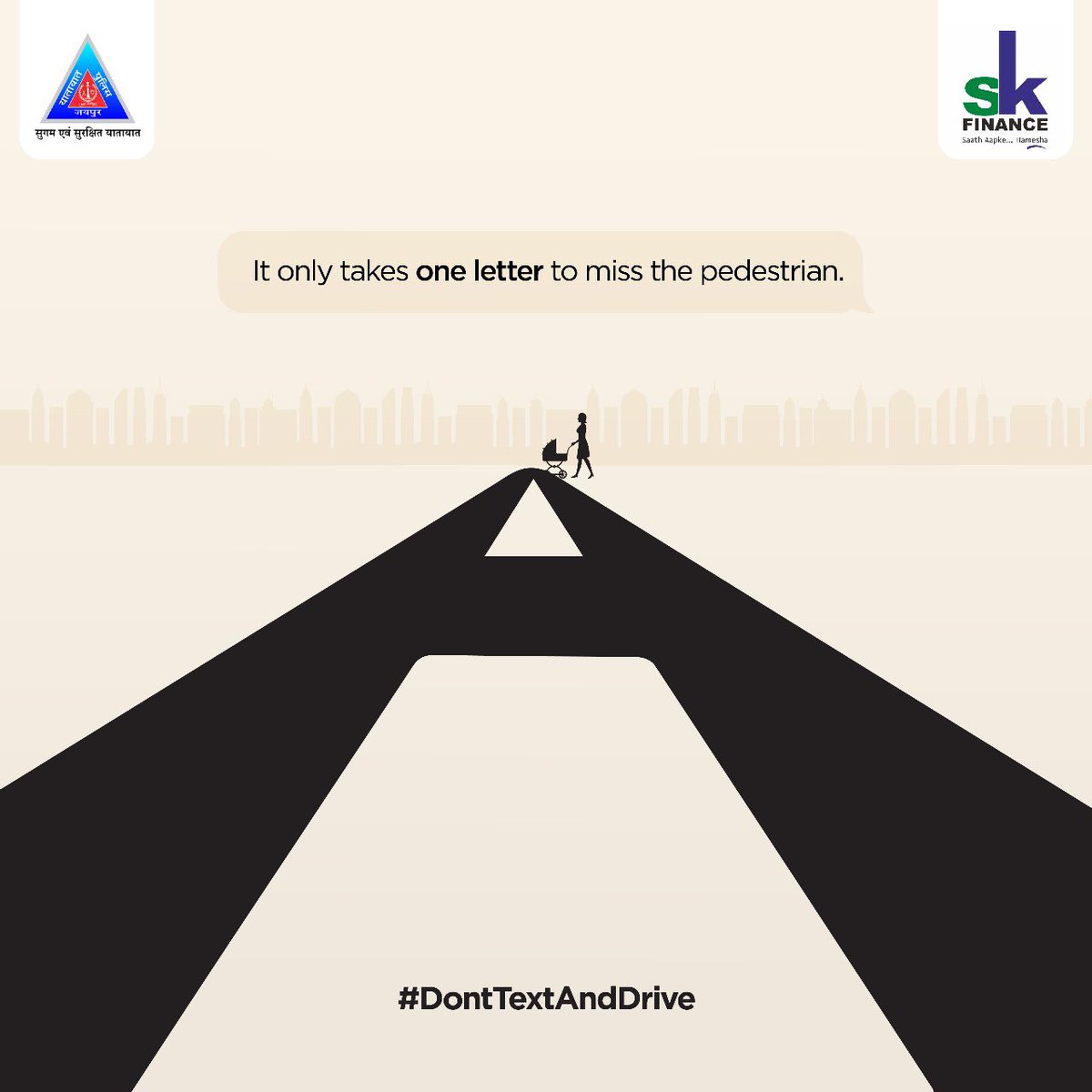 Disaster is just one letter away. 

Keep your eyes on the road while driving. 🚦📵

#StaySafe #DontTextWhileDriving #JaipurTrafficPolice #DriveSafely #SafetyFirst #FollowTrafficRules.