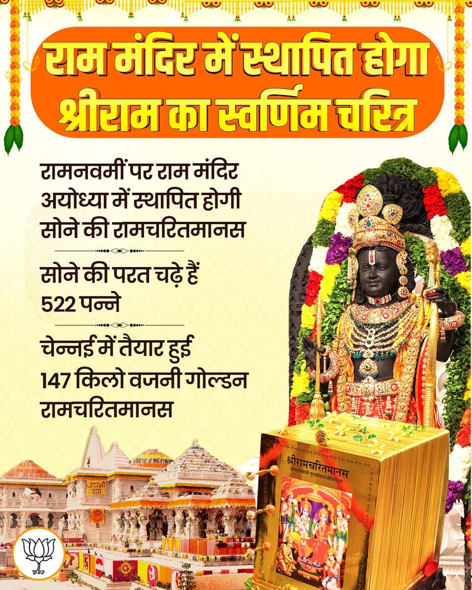 kmsonibjp's tweet photo. राम मंदिर में स्थापित होगा श्रीराम का स्वर्णिम चरित्र!

चेन्नई में तैयार हुई 147 किलो वजनी स्वर्णिम रामचरितमानस। https://t.co/vIMZyVAlro