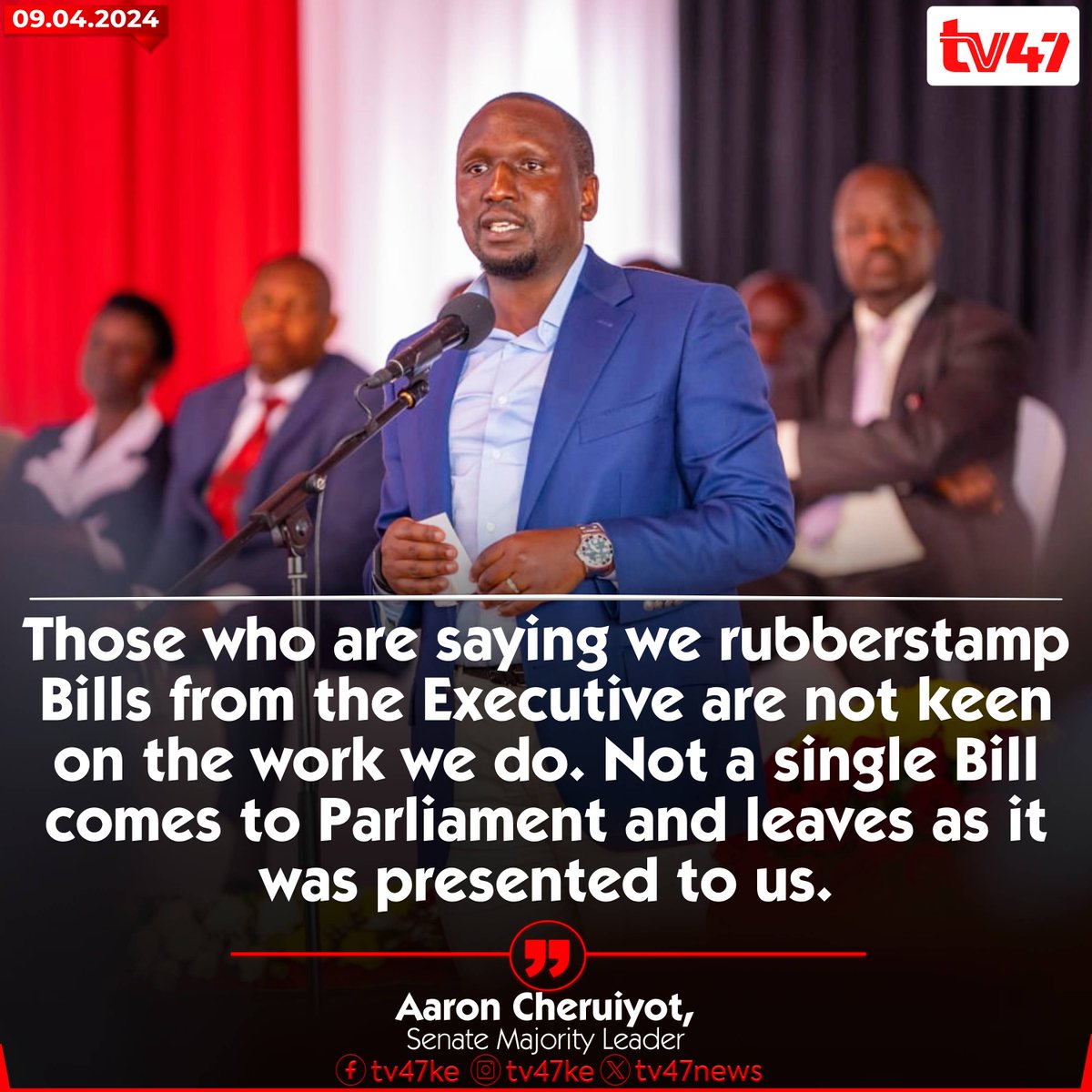 'Those who are saying we rubberstamp Bills from the Executive are not keen on the work we do,'- Aaron Cheruiyot, Senate Majority Leader