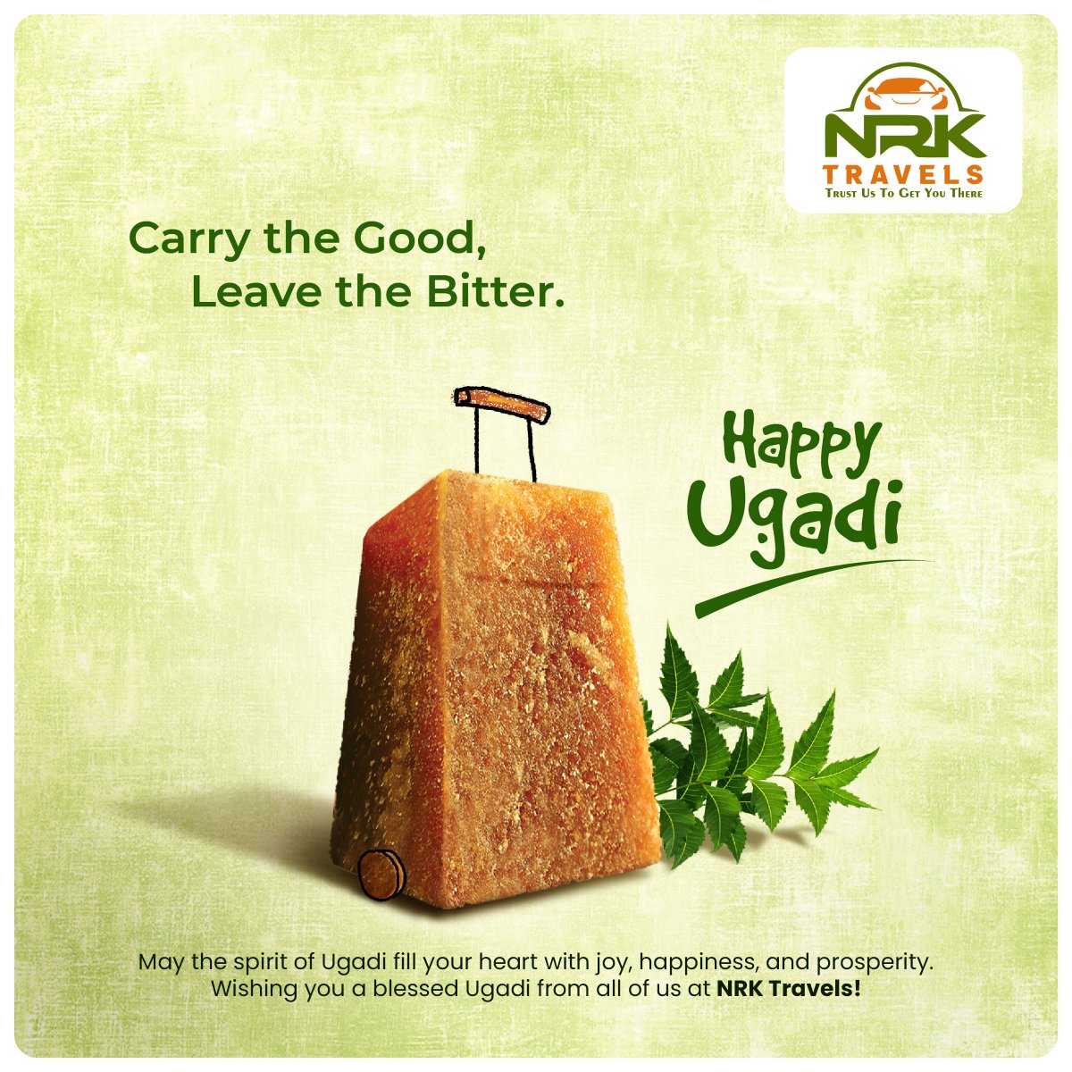Embrace the new year with joy and prosperity! Happy Ugadi from NRK Travels. 🌟✨ 

#HappyUgadi #NewYearBlessings #NRKTravels #FestivalWishes