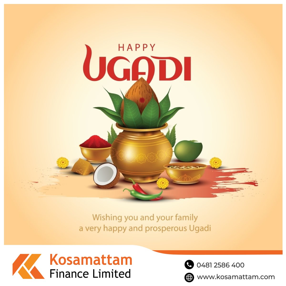 As we embrace the new year with Ugadi, let's embrace new opportunities and experiences… Warmest wishes on Ugadi from Kosamattam Finance!!!
#Ugadi #NewYear #Prosperity #KosamattamFinance #Celebration #JoyfulBeginnings
