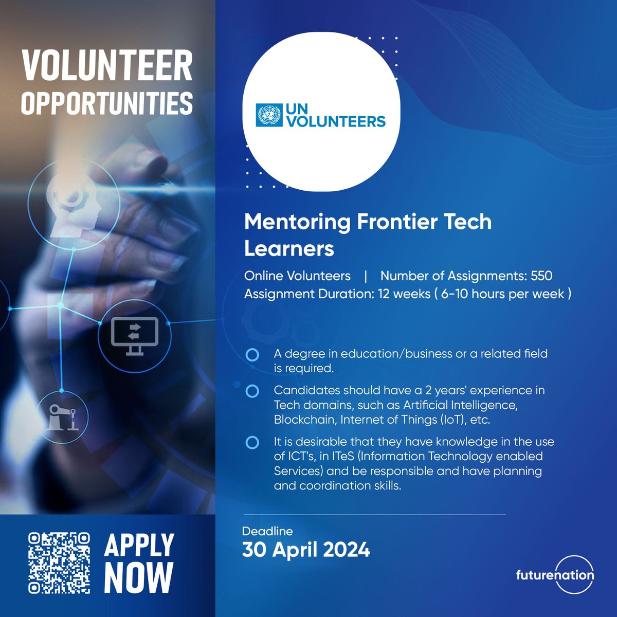 In the fast-paced digital world, #onlinevolunteering breaks down barriers, leverages specific skills, and allows for wider participation. @UNVolunteers is partnering with @UNDP_BD to engage 7⃣8⃣0⃣ professionals from around the world to join the #FutureNation campaign, co-hosted…