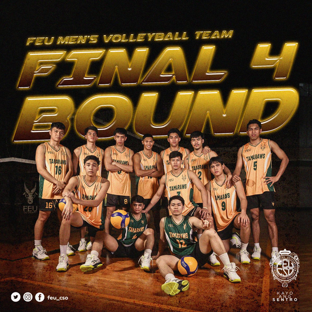 FAST FORWARD TO FINAL 4️⃣ 

The FEU Tamaraws are a step closer to their #UAAPSeason86 goal as they are now the first team to secure a spot in the Final Four with an updated 9-1 standing after completing a straight sweep against the AdU Soaring Falcons.

#FuelingTheFuture