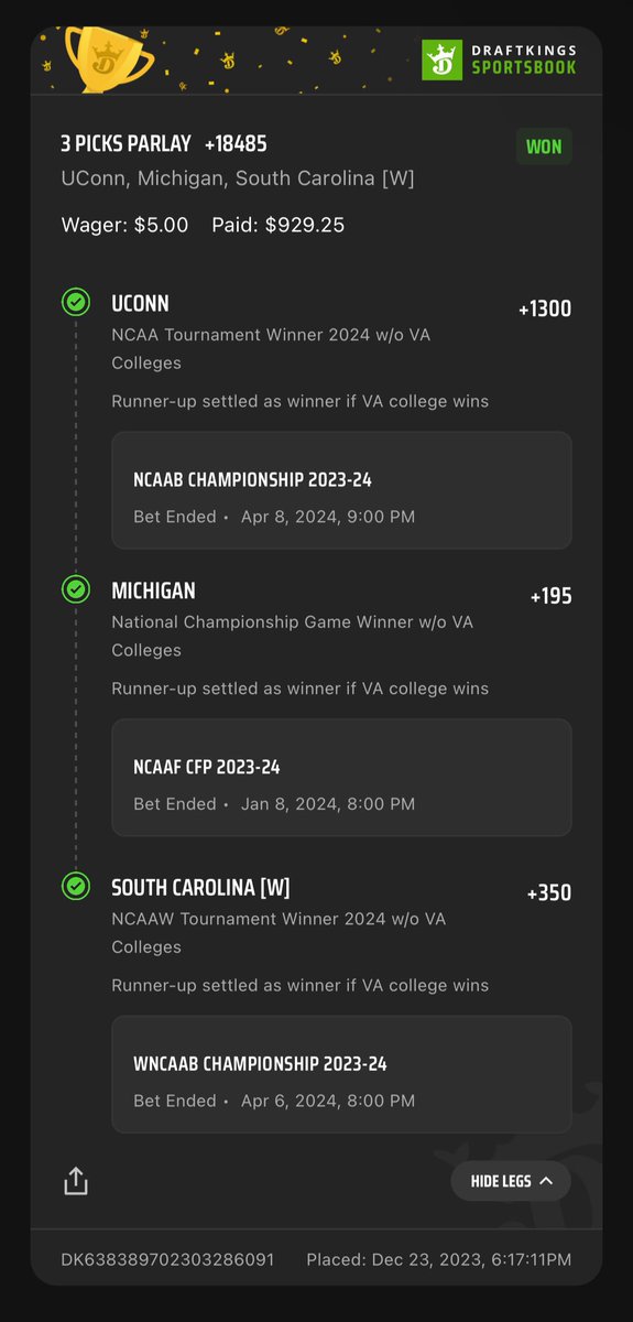 first bet in 4 years