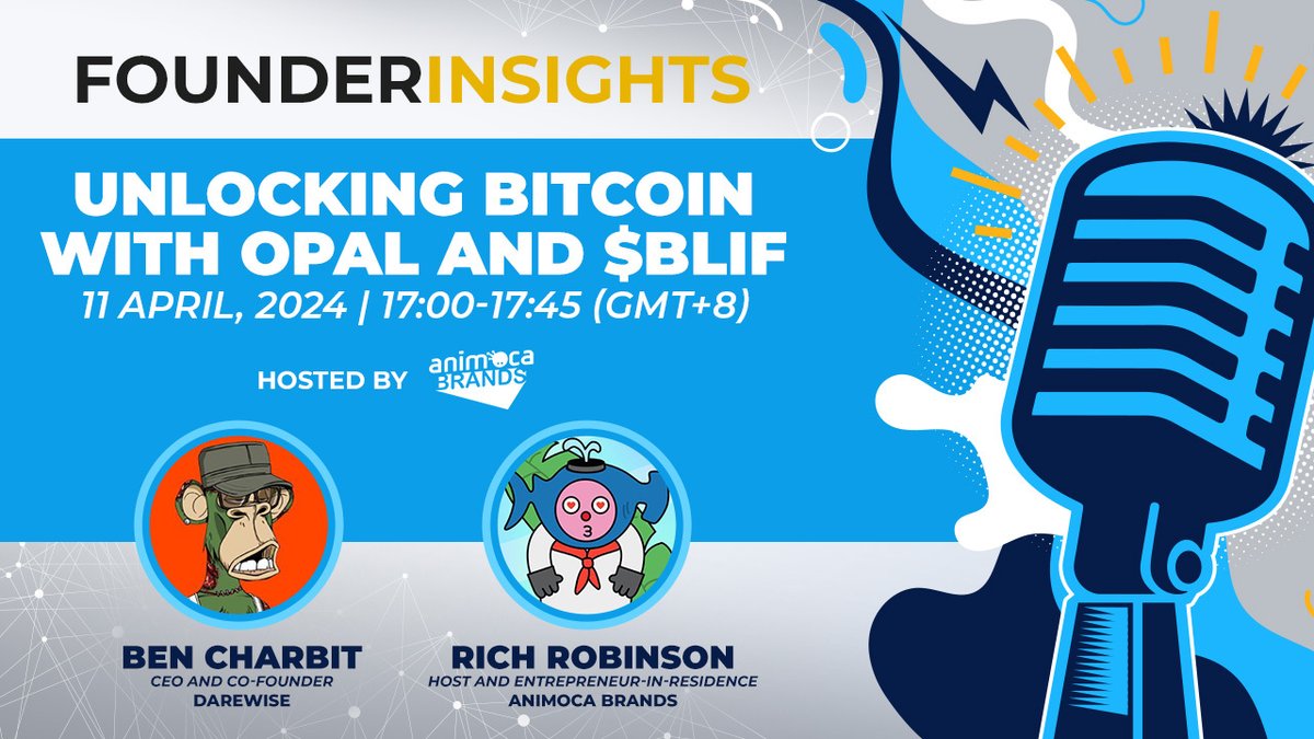 Intrigued about the hype around @OpalBTC? Dive into another episode of Founder Insights, now coming to you as an 𝕏 Space! Don’t miss this moment to gain massive alpha from @Ben_Charbit, CEO of our subsidiary @Darewise, and @RichardRobinson, our entrepreneur-in-residence!…