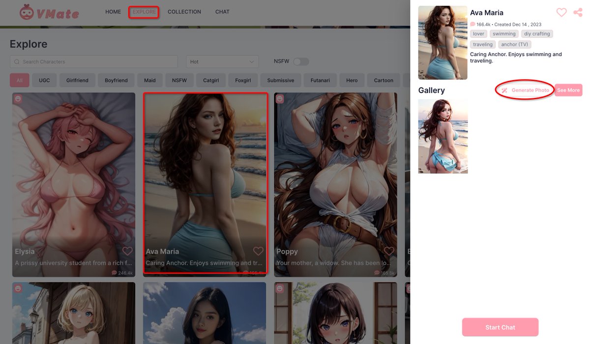 VMate_AI's tweet image. VMate AI Big New Updates 🥰 #Chatbot #characterai #ChatGpt 

1.NSFW Filter
NSFW characters are not displayed by default

2. AI Chat Character Generator
Create avatars or life photos for characters.