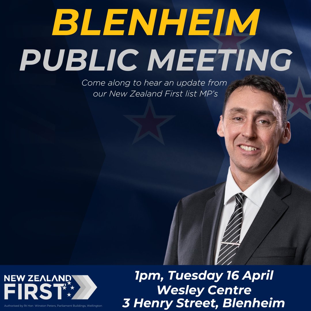 At 1pm, Tuesday 16 April, Jamie Arbuckle MP will be holding a public meeting at the Wesley Centre in Blenheim to provide updates on our progress, meet supporters, and hear the public’s concerns. Come along and join like minded New Zealanders concerned about the direction of our…