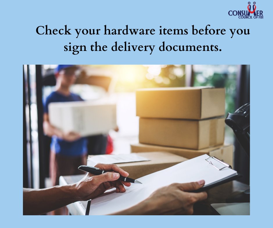 ALWAYS check your hardware items before you sign the delivery documents. Once signed, it may imply that you are satisfied and have received the correct items. Let’s be responsible consumers! #Fijianconsumerrights #TeamCCoF #TeamFiji