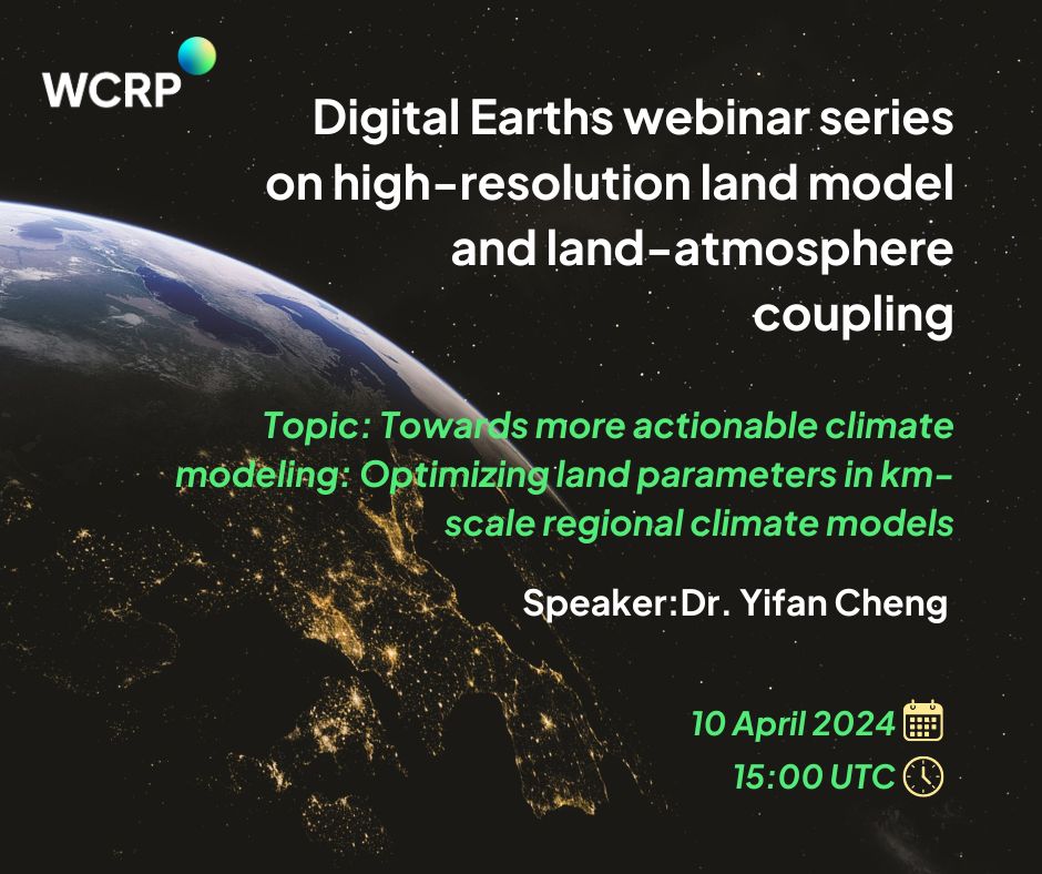 📣Tomorrow!! Register now to participate in a discussion on 'Towards more actionable climate modeling: Optimizing land parameters in km-scale regional climate models' 📆 10 April 2024 🕙 17:00 CEST More info and registration: loom.ly/m2PrOzo
