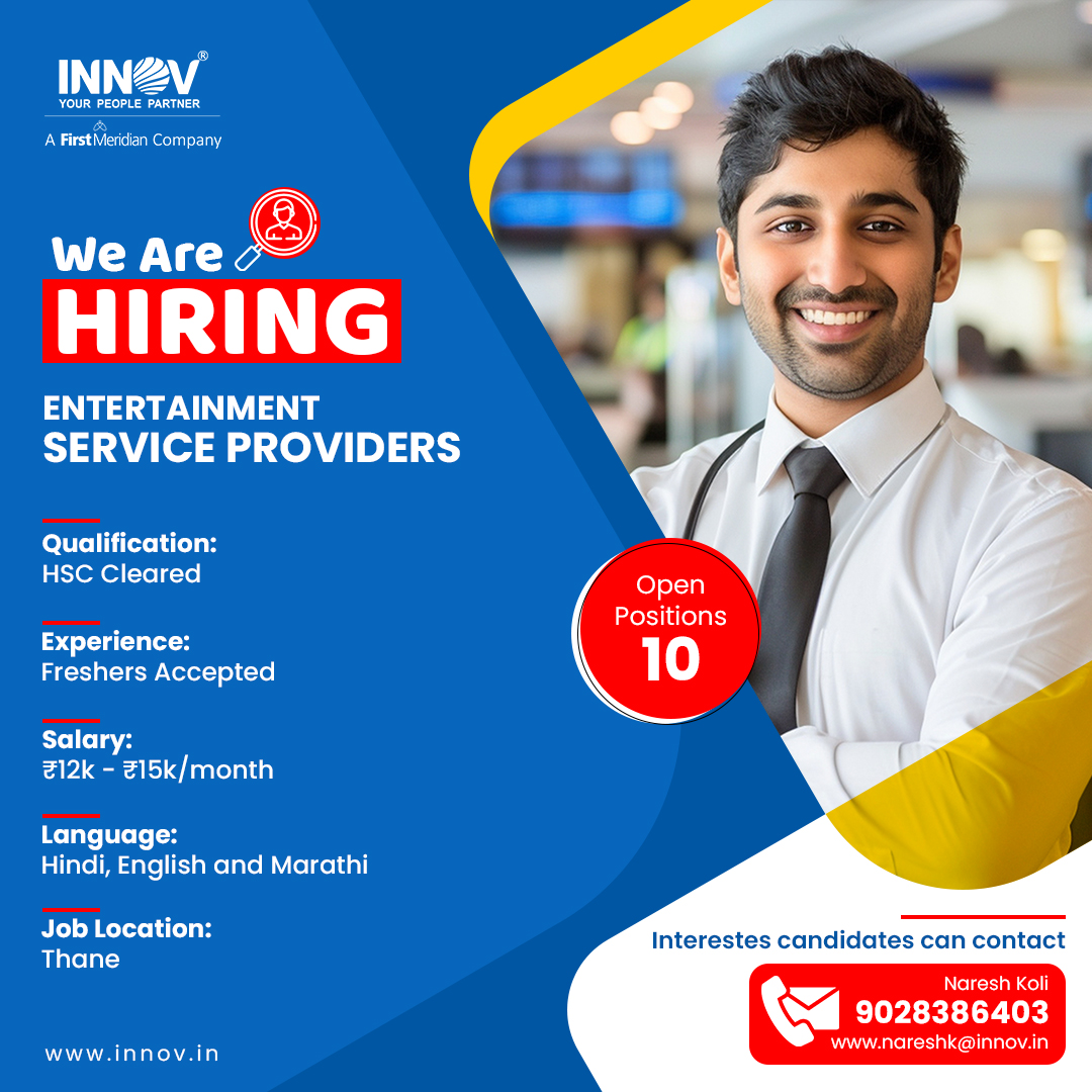 Innovsource2004's tweet photo. We are hiring Entertainment Service Providers.
If interested, visit https://t.co/i5md8DVty8 or contact our HR team.
Note: Innovsource Does Not Charge Money for Job Offers.
#RetailJobs #JobsInThane #JobsInMumbai
#FreshersJobs #WeAreHiring #Innovsource #Innov https://t.co/RUx1m3bzge