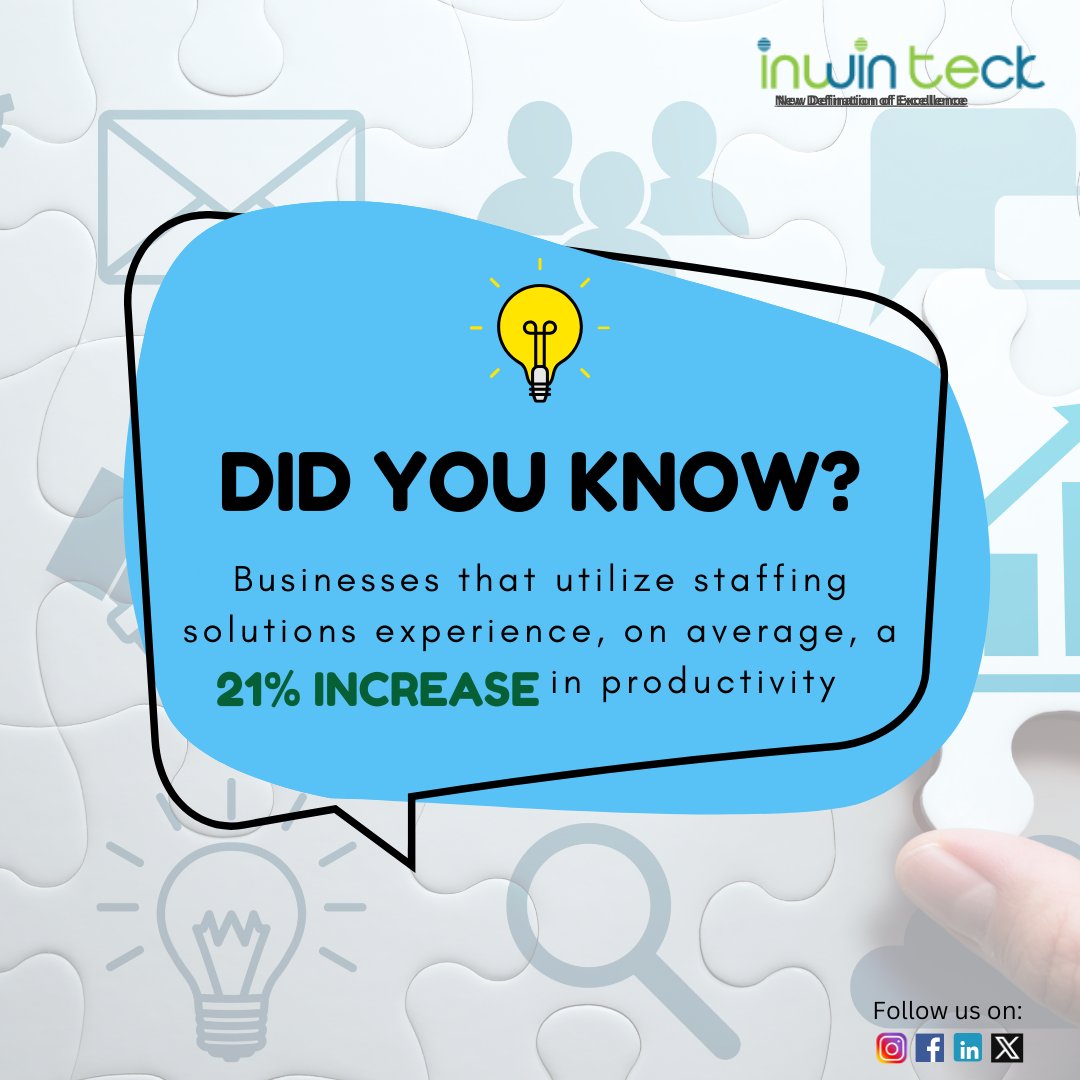 Inwinteck_com's tweet photo. Staffing Solutions can help you find qualified workers to fill temporary gaps or ongoing needs.  Free up your time and watch your productivity soar!

#Inwinteck #StaffingSolutions #USAStaffing #GlobalStaffing #HRConsultant #ITStaffing #Staffing #Jobs #Recruiting #Rrecruitment https://t.co/CnPVQefMSG