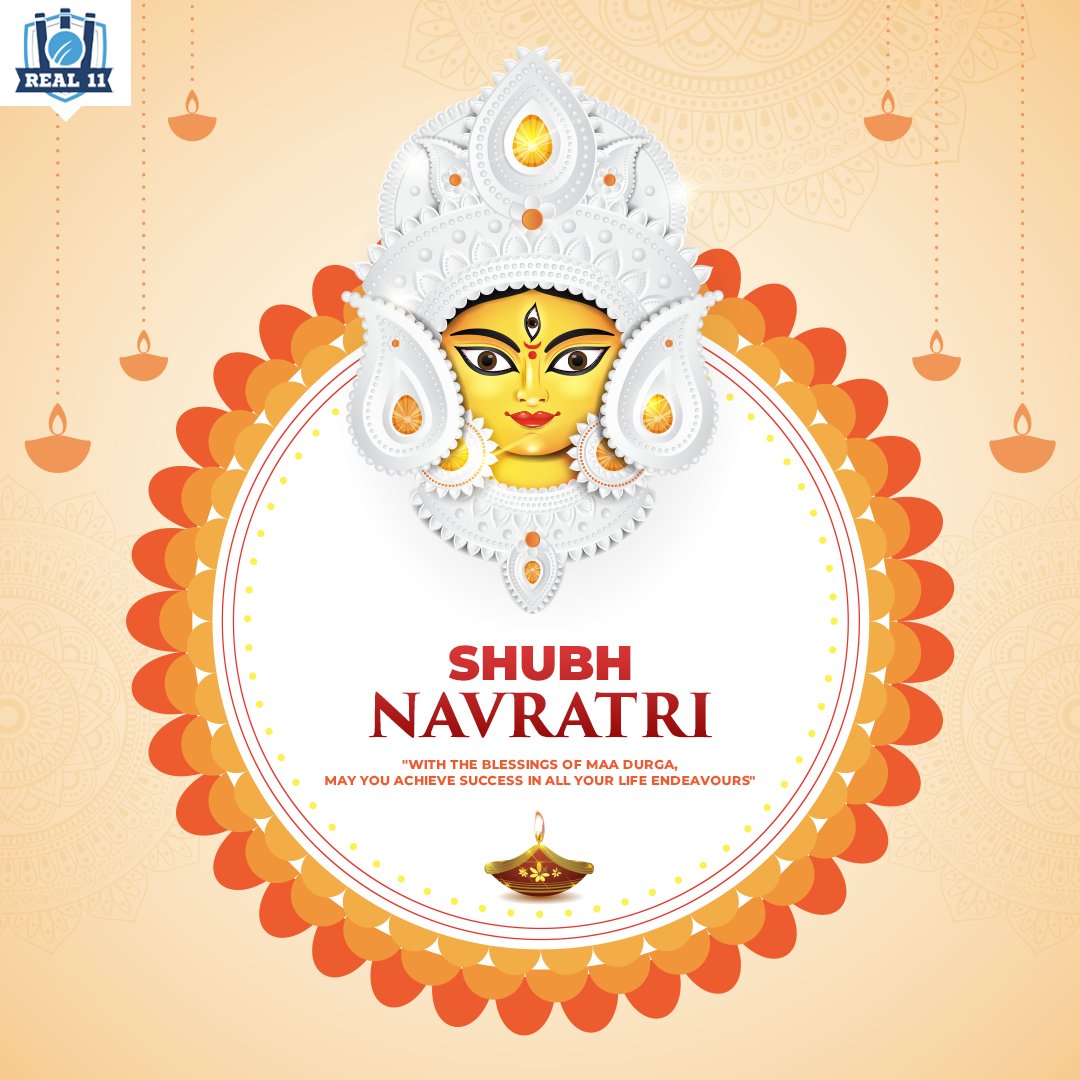 #Real11 wishes you a Happy #Navratri filled with prosperity, blessings, and joyous celebrations.🙏🪷 May this auspicious occasion bring you closer to victory in every game of life!❤️✨ #Celebrations #HinduNewYear