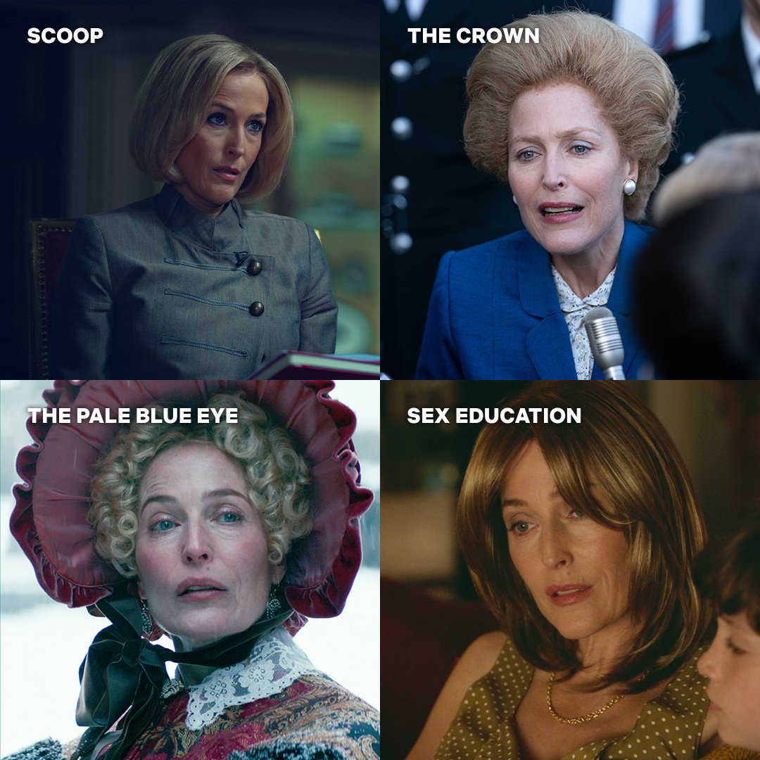 netflix's tweet photo. Gillian Anderson: The Wig Files https://t.co/QRa6TFPeFM