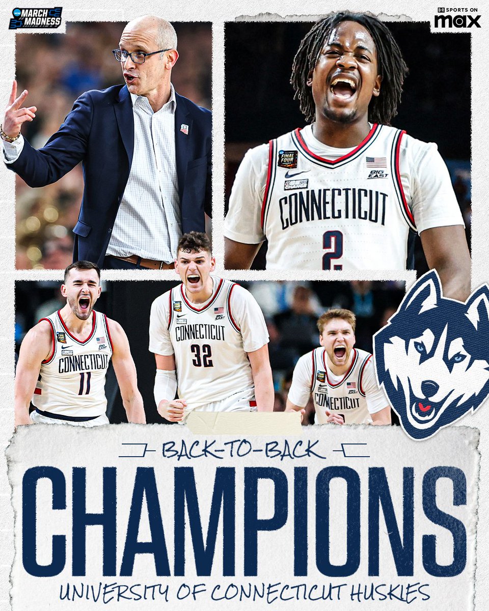 UConn becomes the first back-to-back NCAAM champ since Florida in 2006 & 2007. #MarchMadnessOnMax #MarchMadness