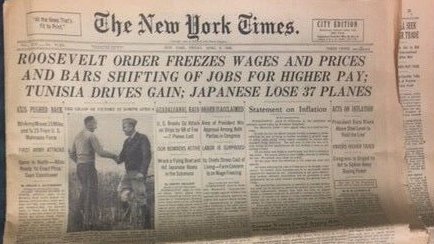 #OTD 1943: President #FranklinRoosevelt issued Executive Order 9328 - which was a freeze on increases in prices affecting the cost of living and increases in wages and salaries with the exception where there were substandard living conditions - in order to combat inflation.…