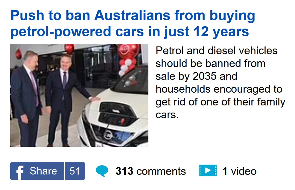 'No one is trying to ban petrol cars, you cooker!' Sure...........