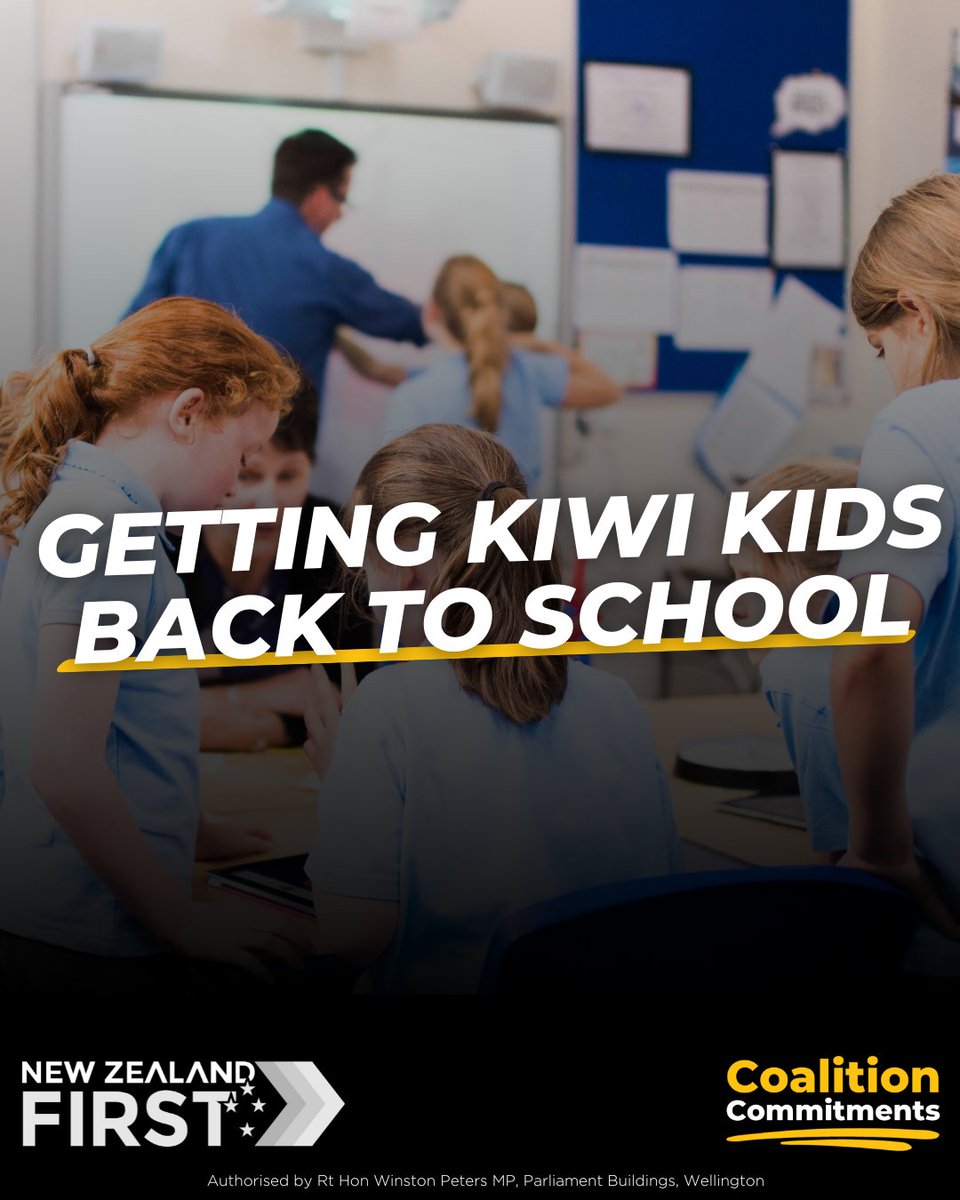 nzfirst's tweet photo. It's time to get our young people back on the escalators of education, so they can go as far as possible in life.  As part of our coalition agreement, we pledged to enforce compulsory education and address truancy. Today the government announced a suite of changes as part of the attendance action plan:  

📄Starting publishing of attendance data weekly from the second week of Term 2, 2024 
📣Rolling out a communications campaign to improve awareness of the importance of students attending school from Term 2 2024 
🏥Updating public health guidance to help schools and parents to decide if a student is well enough to attend school 
🏫Clarifying expectations around attendance to school boards.