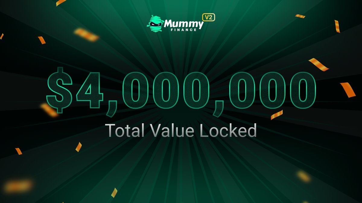 Mummy Update:
🚨 #TVL has just surpassed 4 Million 🔥🔥🔥🔥
🚨 1 Billion Total Trading Volume
🚨 1 Million Transactions on <a href="/FantomFDN/">Fantom Opera</a> 

Mummy Finance always brings the best trading experience for all traders, more milestones will be broken soon 👽👽

$MMY $FTM